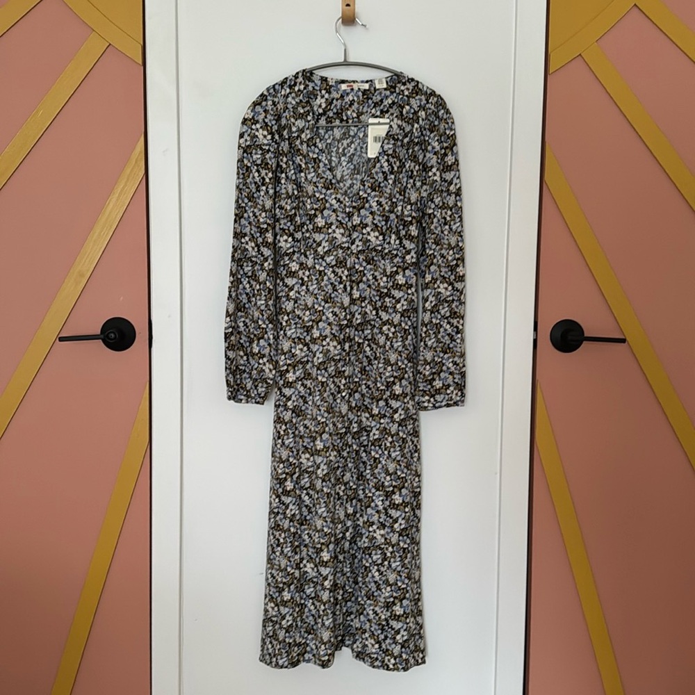 NWT Levi's Sarina Long-sleeve Midi Dress S Small bohemian dress flowery ditsy